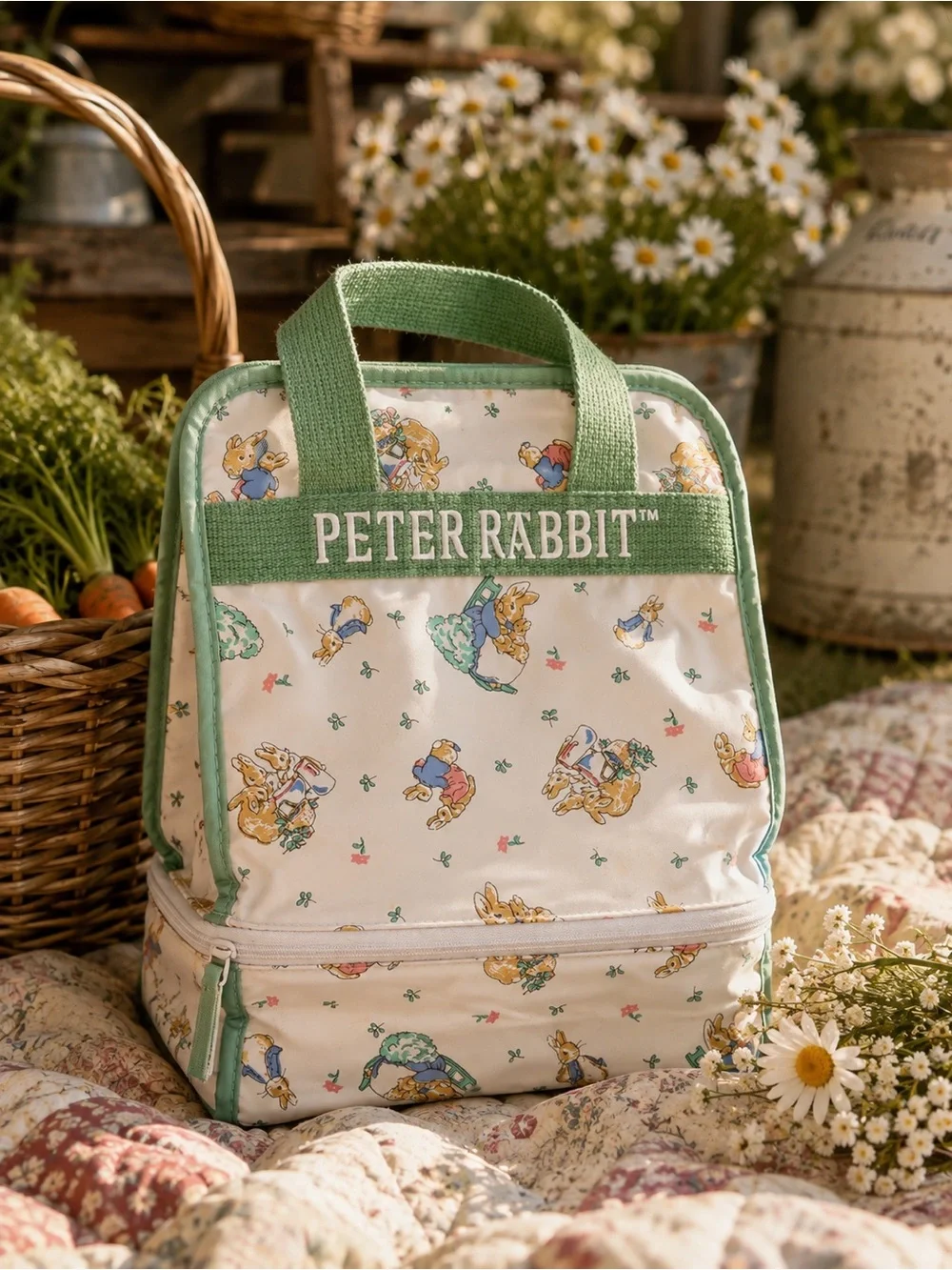 Vintage 90s Peter Rabbit Enfamil Insulated Bottle & Diaper Bag Tote - Mint Green